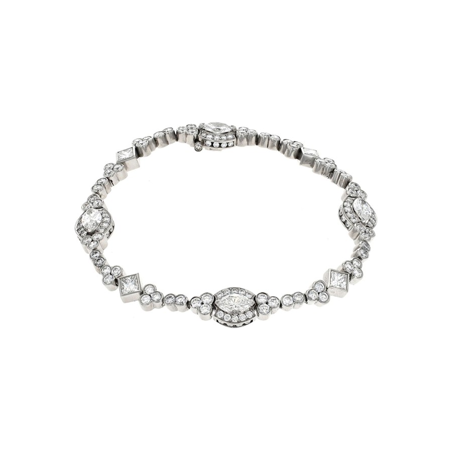 Jewelry Josephs Jewelers Home | Estate Platinum 5.89 Carat Diamond "Kelege" Bracelet - Josephs Jewelers White