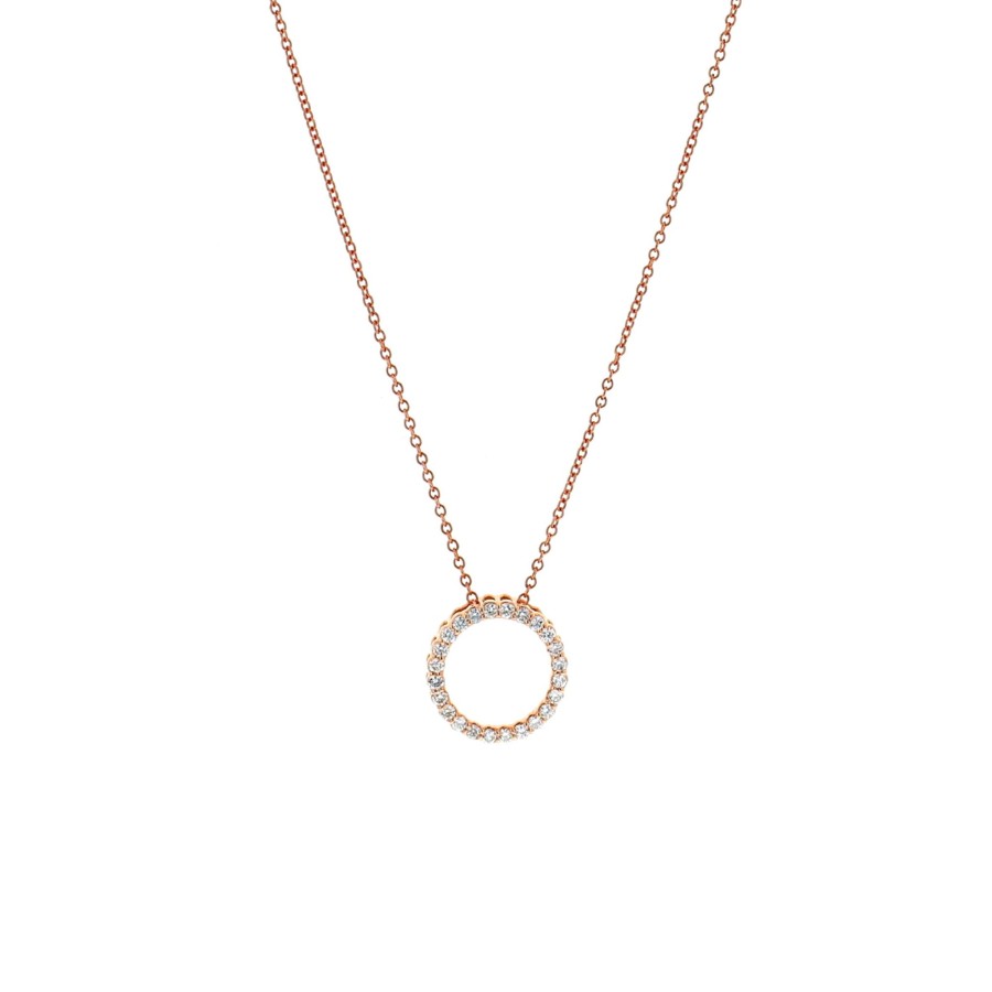 Jewelry Josephs Jewelers Home | 14K Rose Gold Diamond Circle Pendant With Chain - Josephs Jewelers White