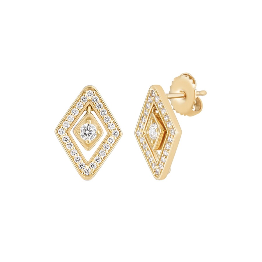 Jewelry Josephs Jewelers Home | 18K Yellow Gold Diamond Lozenge Earrings - Josephs Jewelers