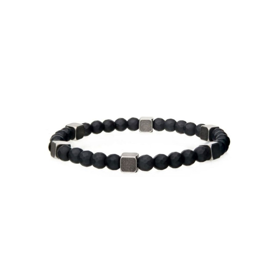 Jewelry Josephs Jewelers Home | Stainless Steel Hematite Antique Bracelet Black