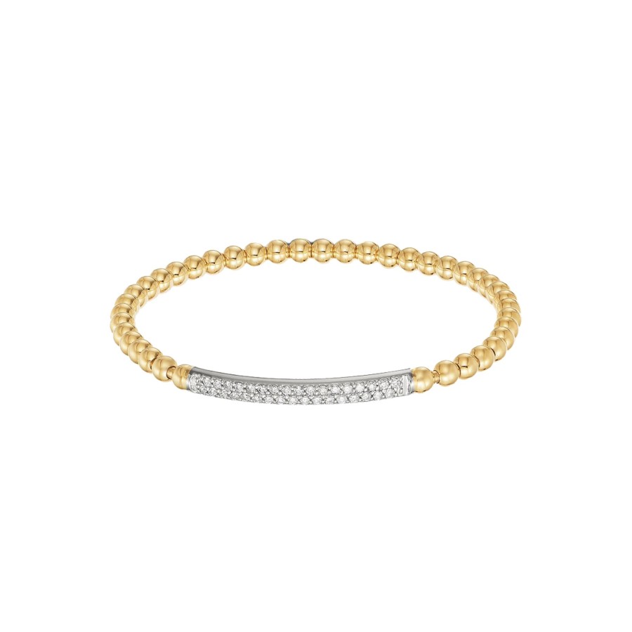 Jewelry Josephs Jewelers Home | 14K Two-Tone Diamond Pave Stretch Bracelet - Josephs Jewelers