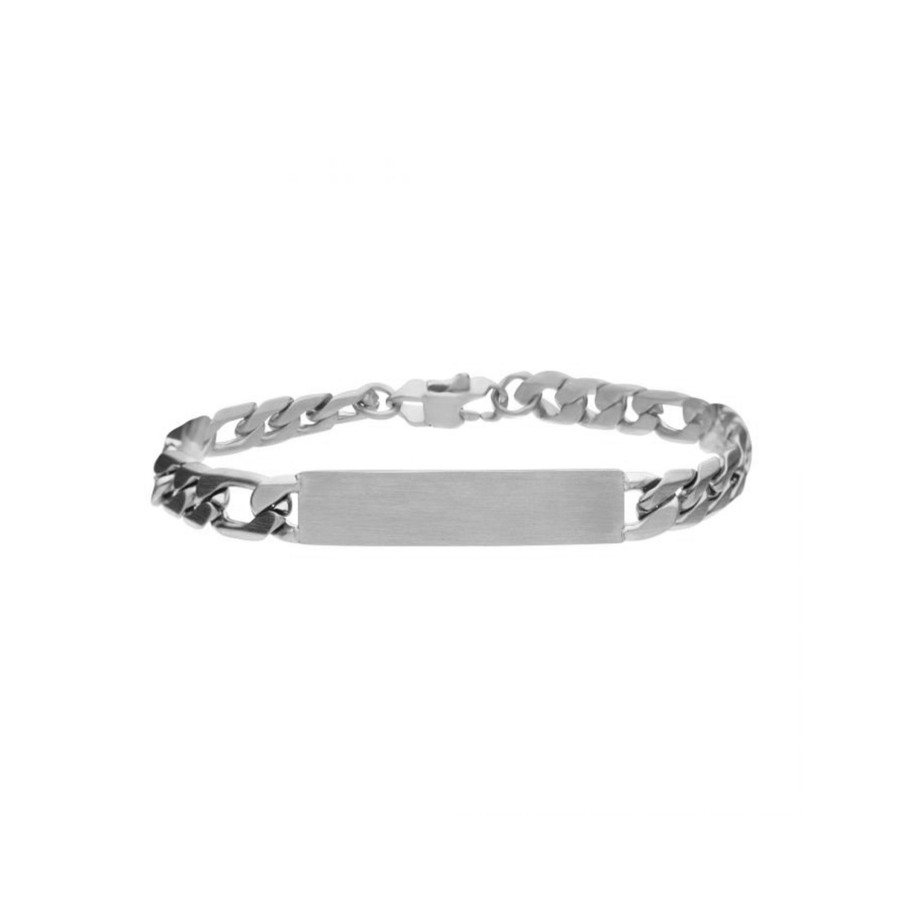 Jewelry Josephs Jewelers Home | Stainless Steel Franco Bracelet With Id Block