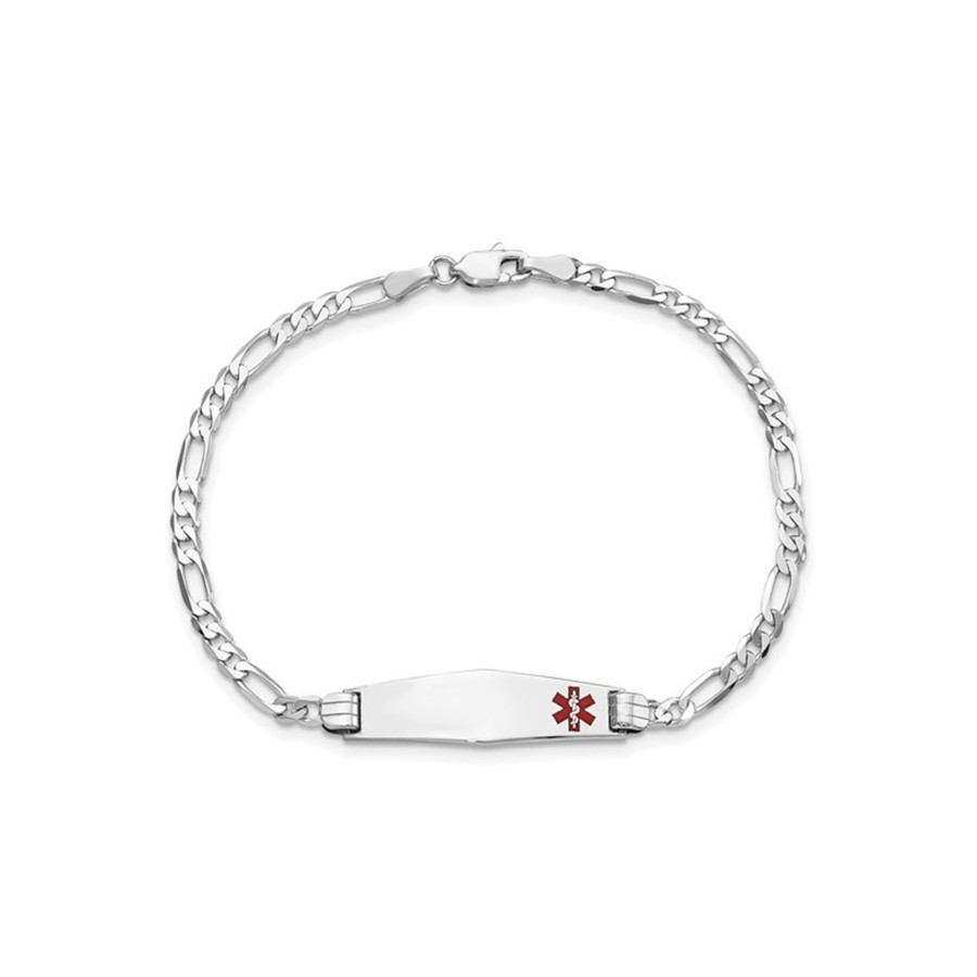 Jewelry Josephs Jewelers Home | 14K White Gold Medical Id Figaro Bracelet - Josephs Jewelers