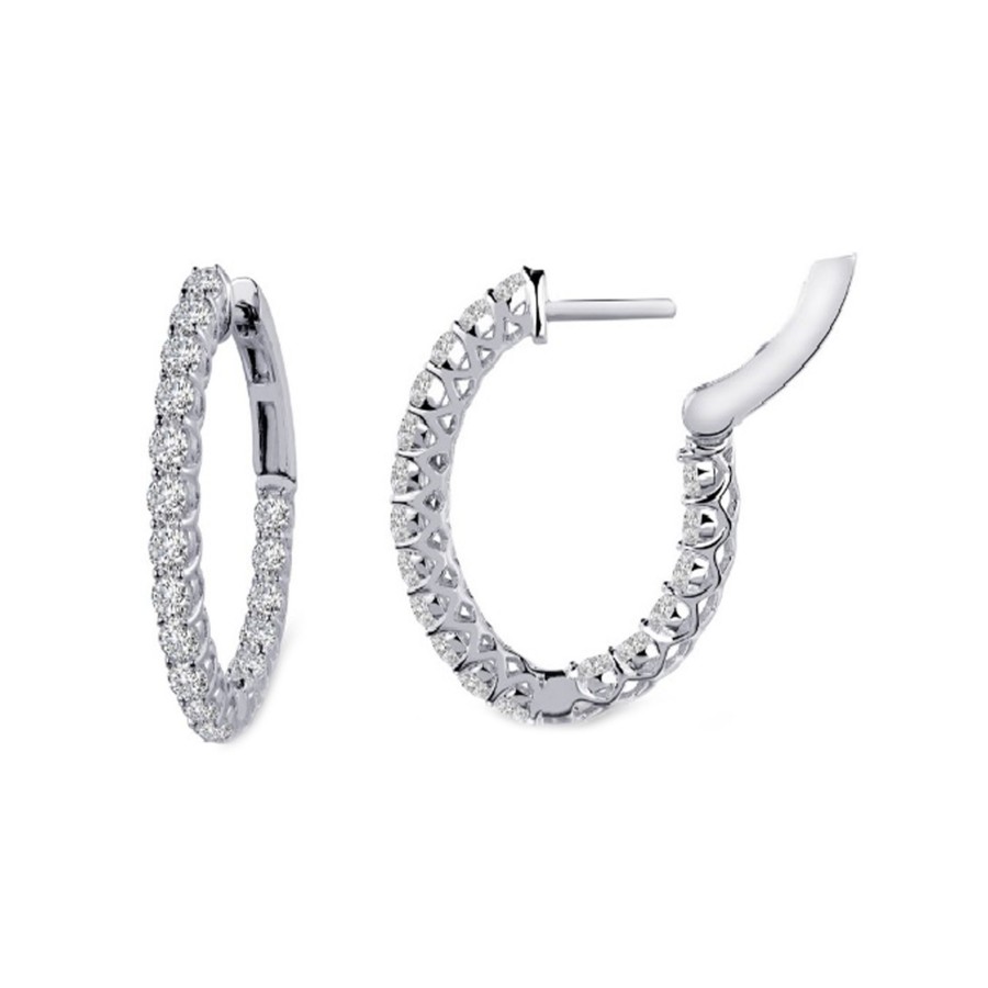 Jewelry Josephs Jewelers Home | Sterling Silver Cubic Zirconia Oval Hoop Earrings White