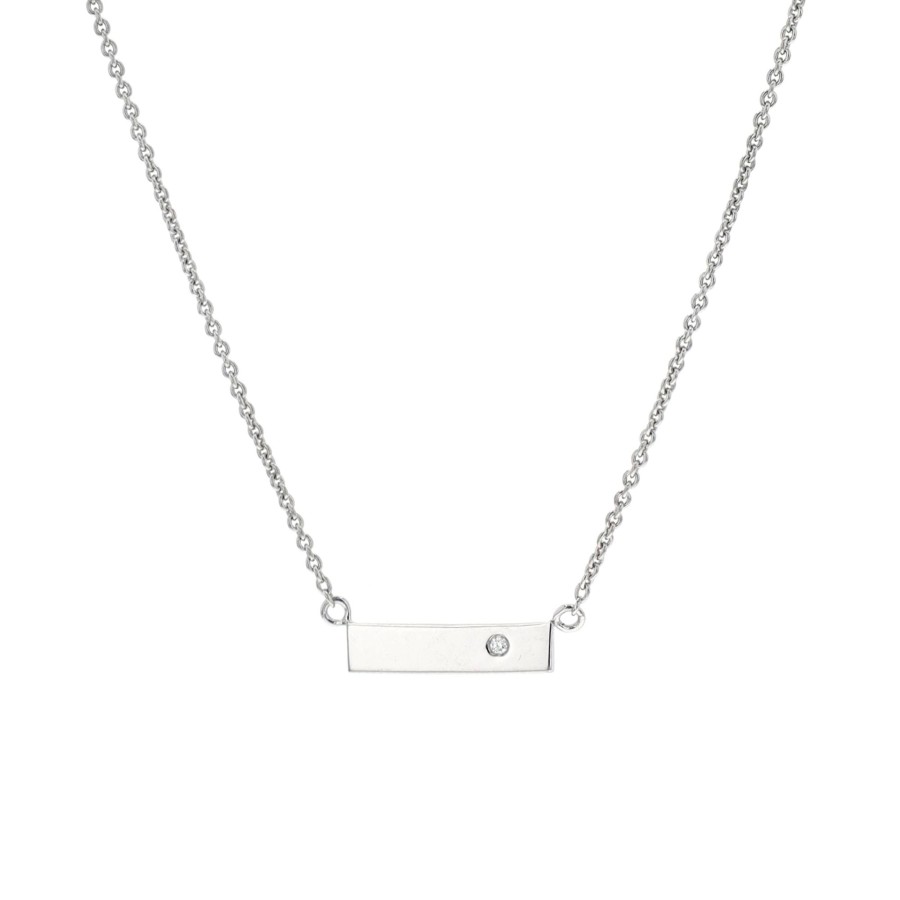 Jewelry Josephs Jewelers Home | Sterling Silver Diamond Bar Necklace White