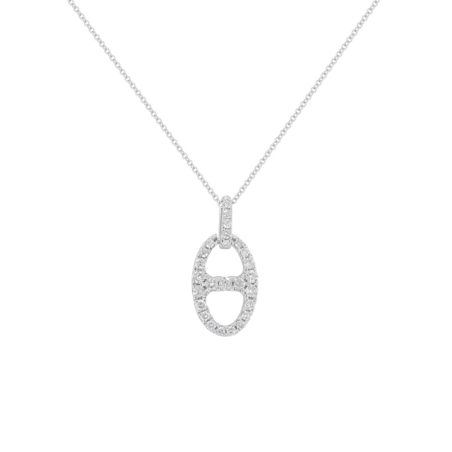 Jewelry Josephs Jewelers Home | 14K Gold Diamond Tab Pendant With Chain - Josephs Jewelers White