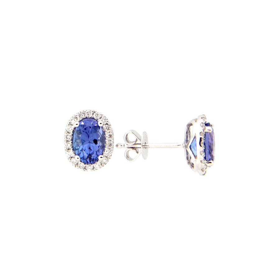 Jewelry Josephs Jewelers Home | 14K White Gold Tanzanite And Diamond Earrings - Josephs Jewelers Purple