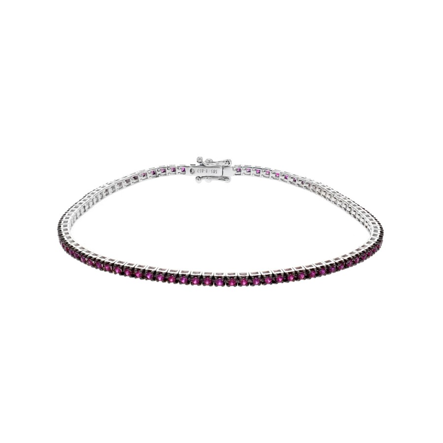 Jewelry Josephs Jewelers Home | 14K White Gold Ruby Bracelet Red