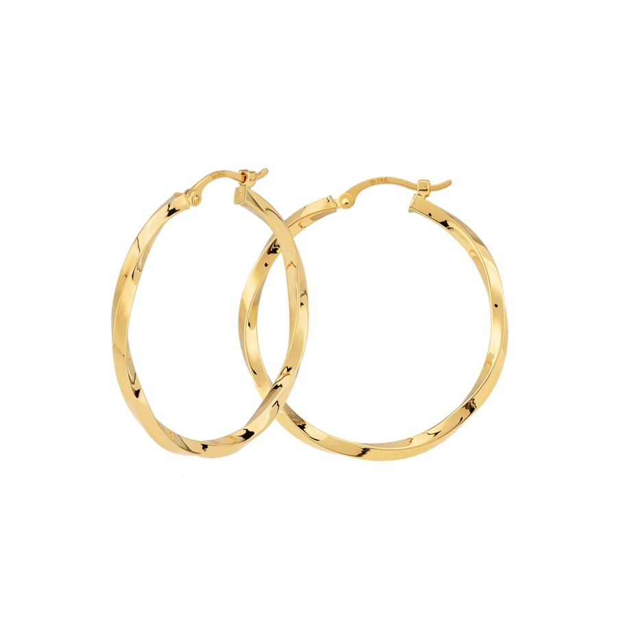 Jewelry Josephs Jewelers Home | 14K Yellow Gold Square Twist Tube Hoop Earrings - Josephs Jewelers