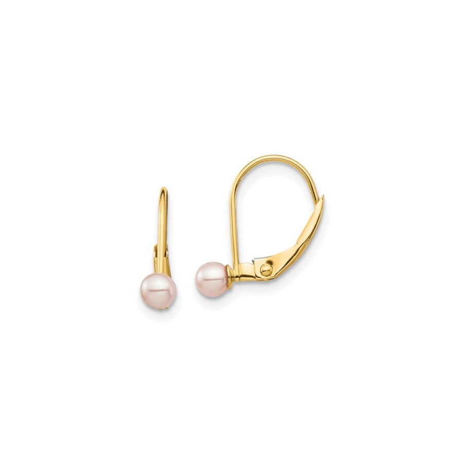 Jewelry Josephs Jewelers Home | Children'S 14K Yellow Gold Freshwater Pearl Earrings Pink