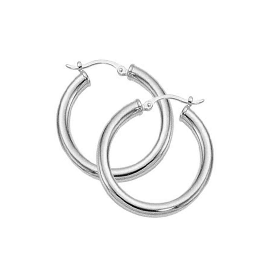 Jewelry Josephs Jewelers Home | 14K White Gold Tube Hoop Earrings