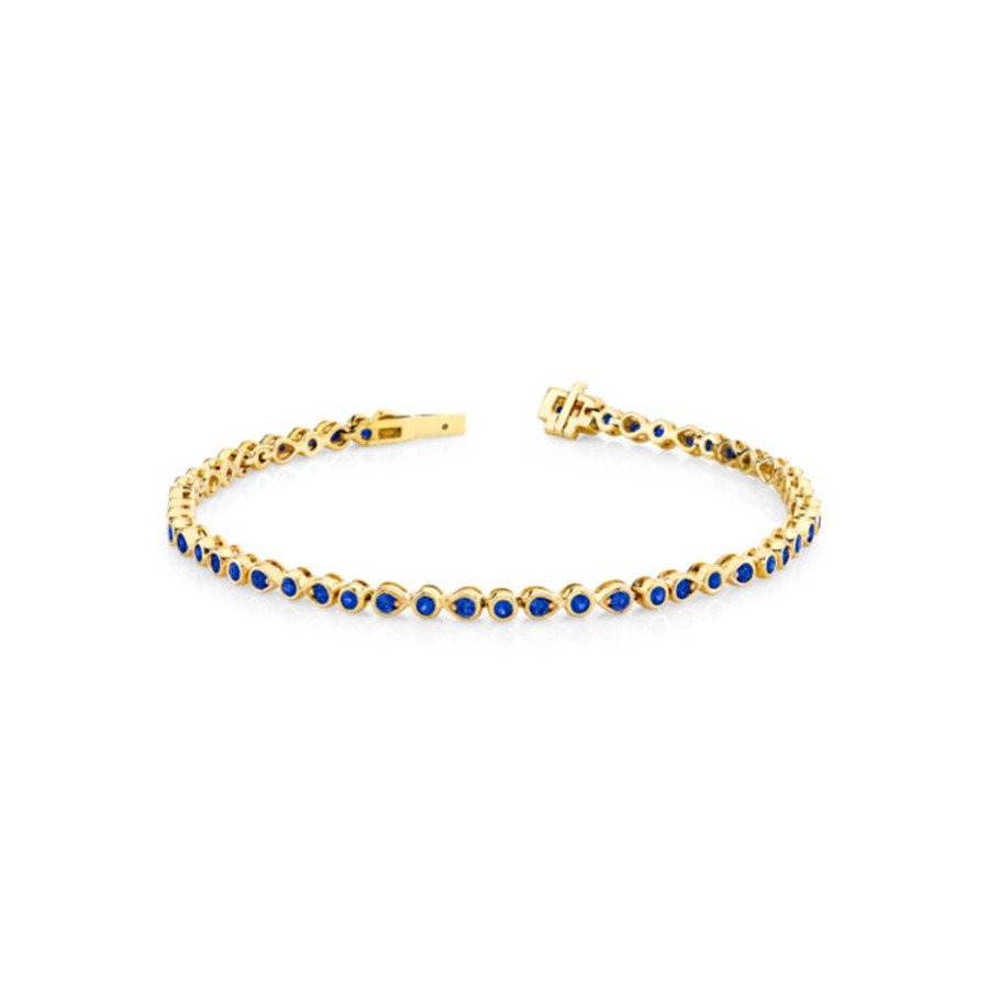 Jewelry Josephs Jewelers Home | 14K Yellow Gold Sapphire Bezel Bracelet - Josephs Jewelers Blue