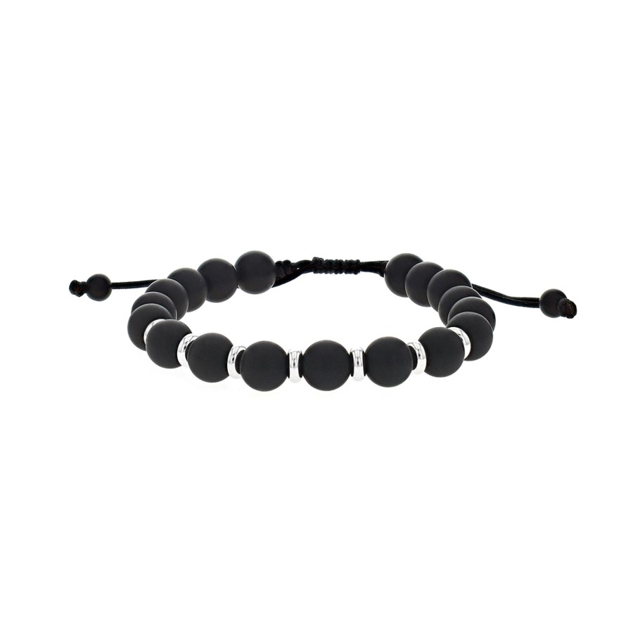 Jewelry Josephs Jewelers Home | 14K White Gold Onyx Bead Bracelet - Josephs Jewelers Black