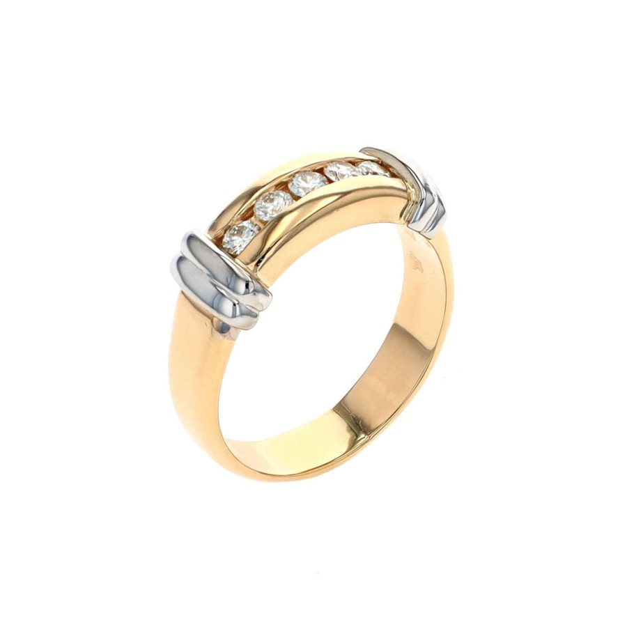 Jewelry Josephs Jewelers Home | Estate 14K Two-Tone Diamond Bridge Band - Josephs Jewelers