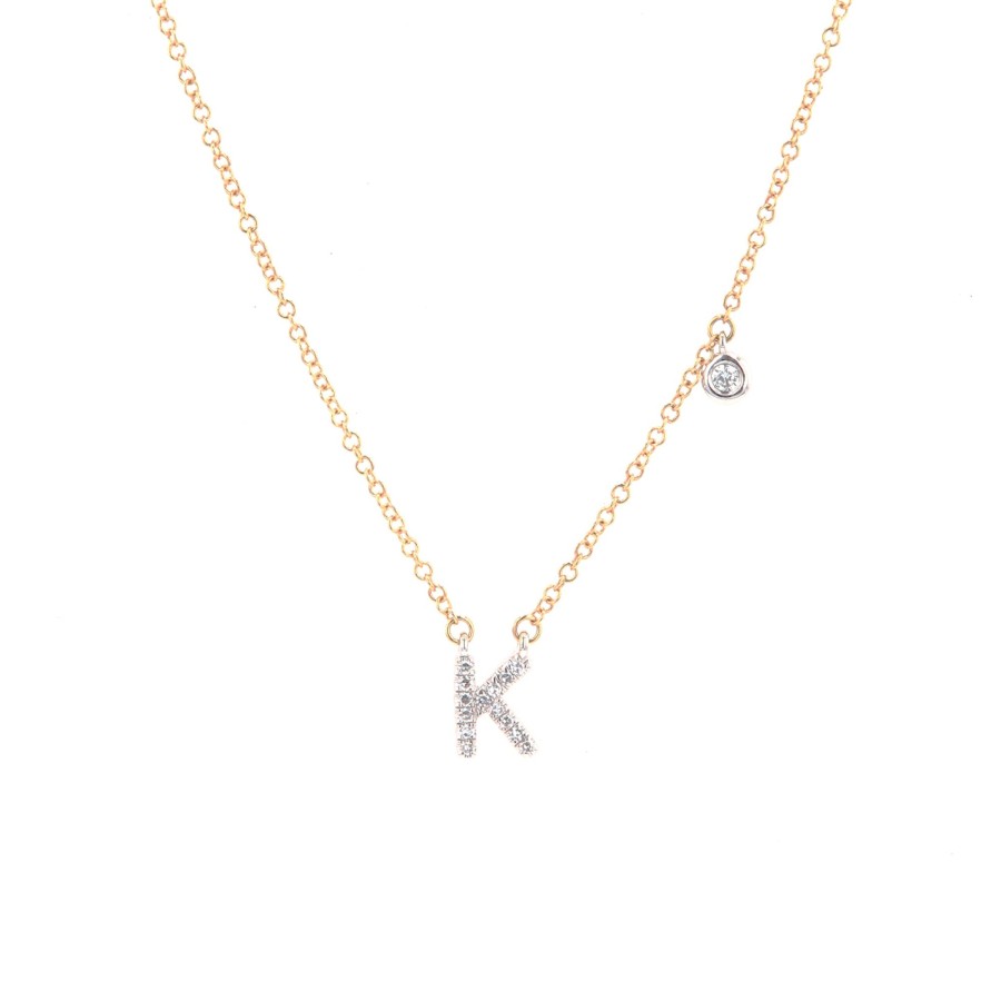 Jewelry Josephs Jewelers Home | 14K Two-Tone Diamond "K" Necklace - Josephs Jewelers White