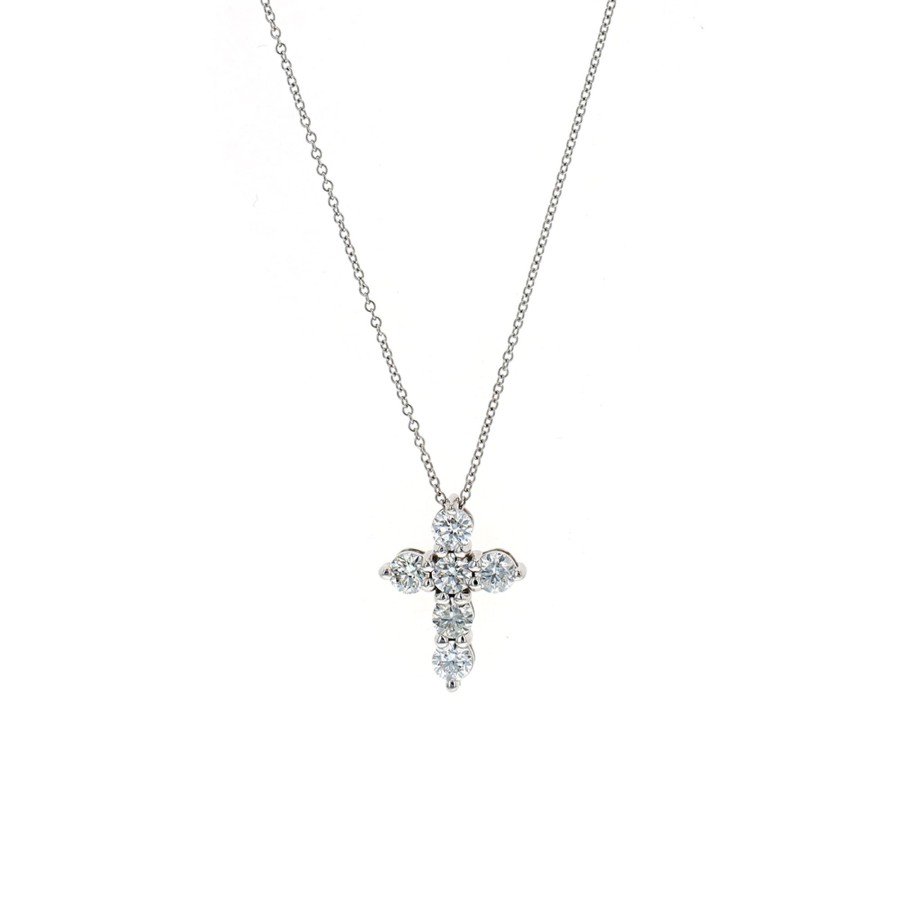 Jewelry Josephs Jewelers Home | 14K Gold Diamond Cross Pendant And Chain - Josephs Jewelers White