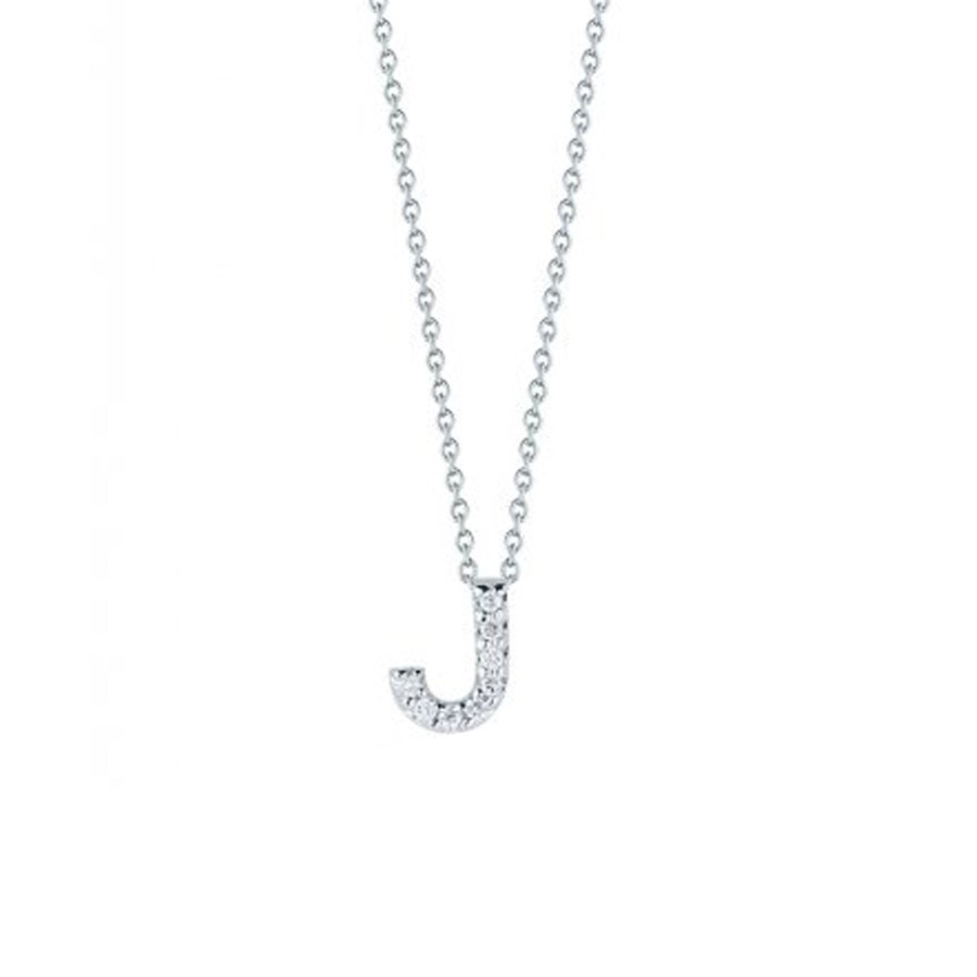 Jewelry Josephs Jewelers Home | 18K Gold Diamond "J" Pendant With Chain White