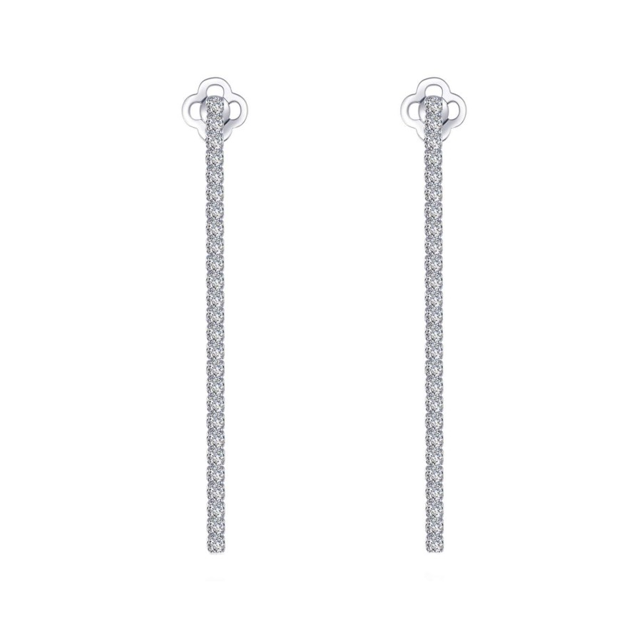 Jewelry Josephs Jewelers Home | Sterling Silver Cubic Zirconia Linear Earrings White