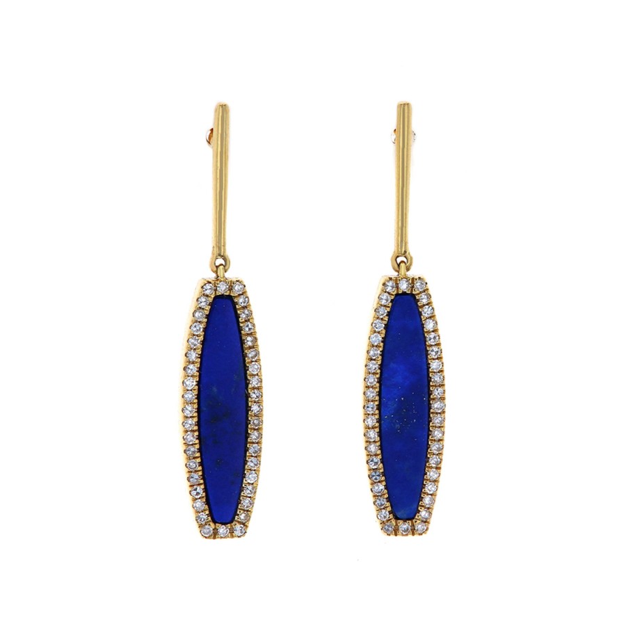 Jewelry Josephs Jewelers Home | 14K Yellow Gold Diamond And Lapis Earrings Blue