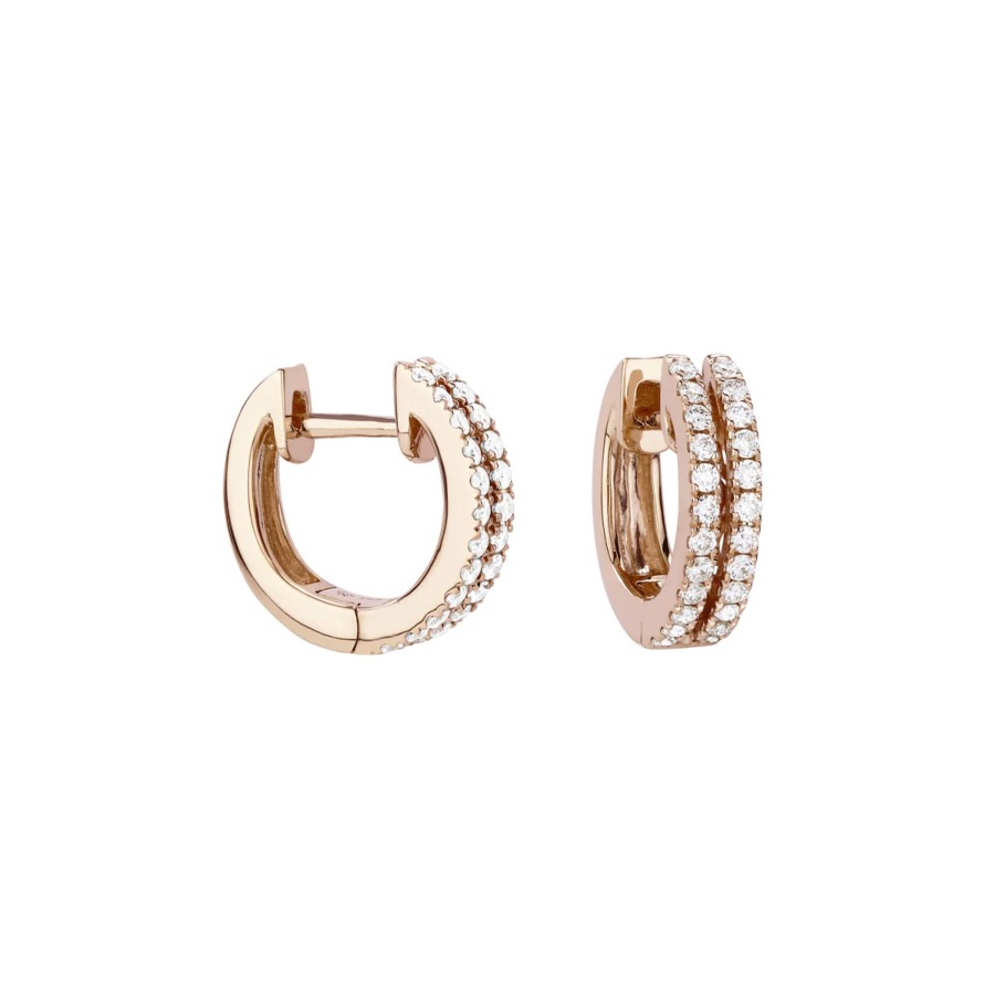 Jewelry Josephs Jewelers Home | 14K Rose Gold Diamond Huggie Hoop Earrings - Josephs Jewelers White