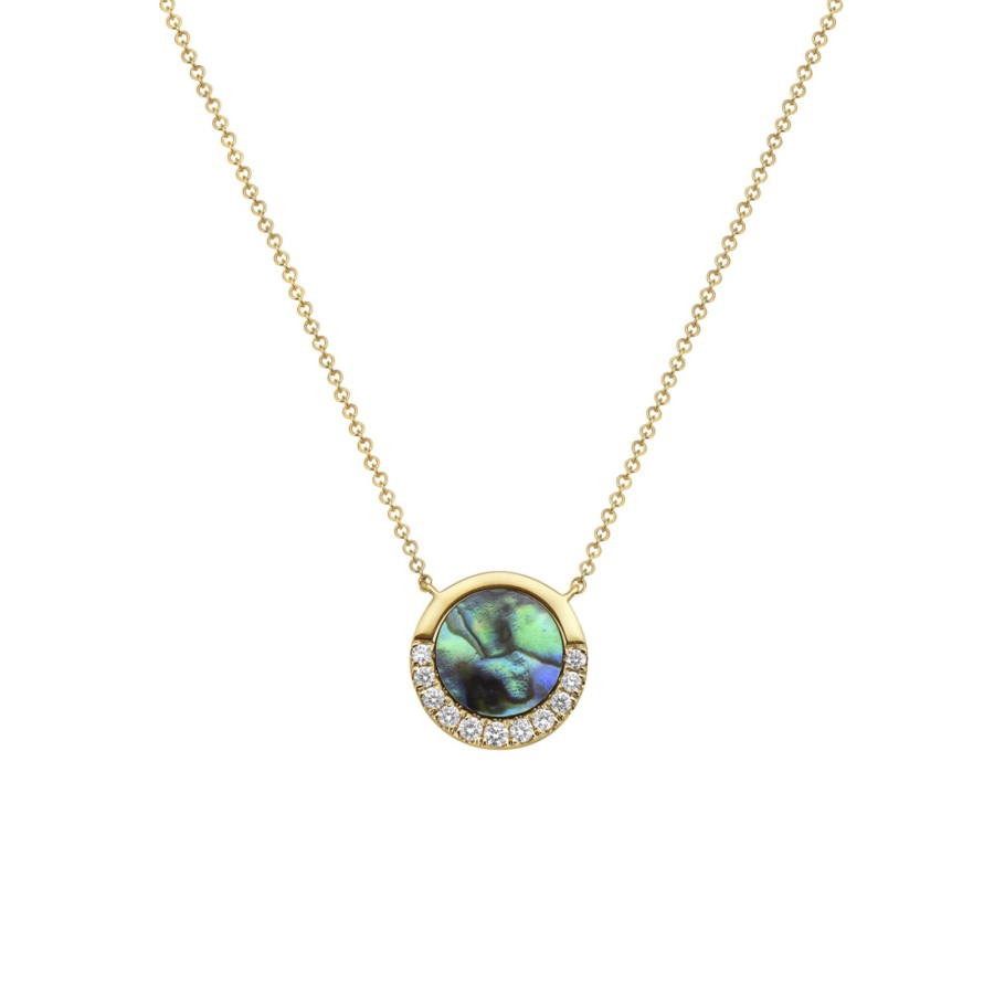 Jewelry Josephs Jewelers Home | 14K Yellow Gold Abalone And Diamond Circle Necklace - Josephs Jewelers Multi