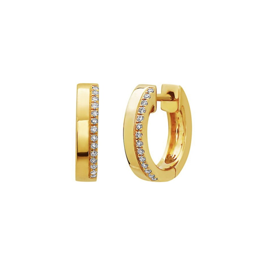 Jewelry Josephs Jewelers Home | 14K Yellow Gold 0.08 Carat Diamond Hoop Earrings White