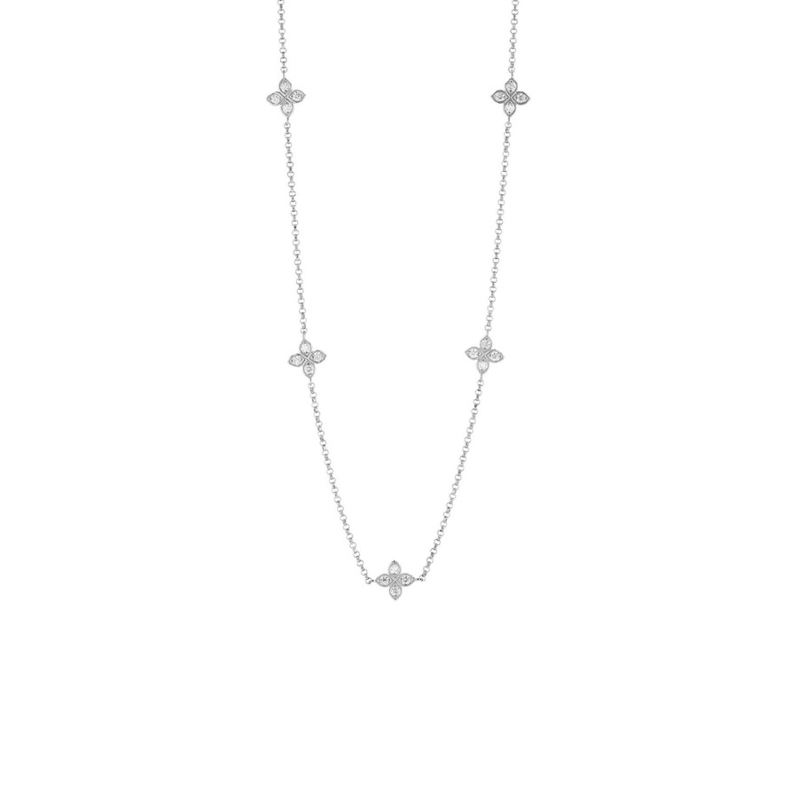 Jewelry Josephs Jewelers Home | 18K Gold Diamond Love By The Inch Station Necklace - Josephs Jewelers White