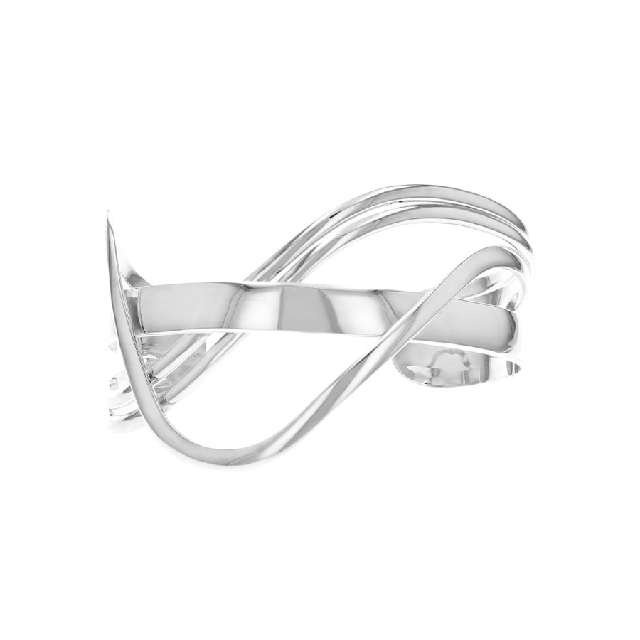 Jewelry Josephs Jewelers Home | Sterling Silver Crossover Cuff Bracelet