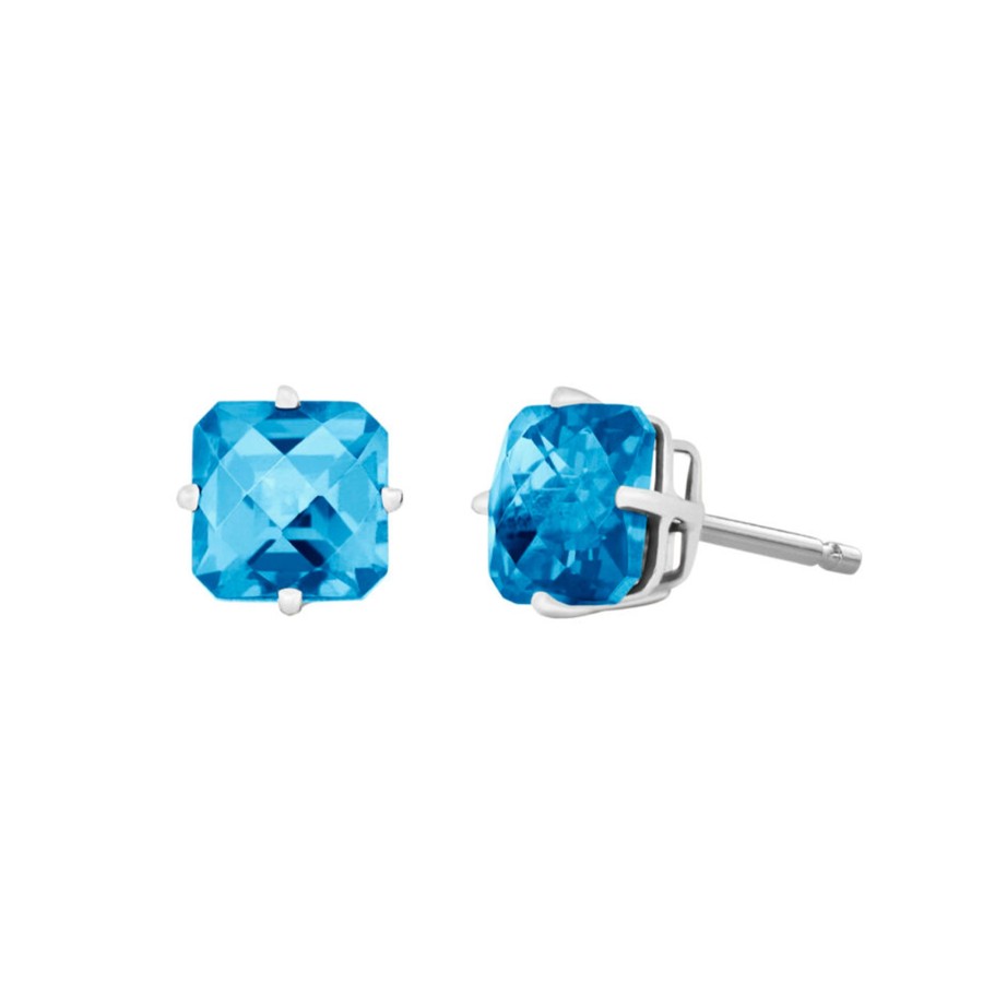 Jewelry Josephs Jewelers Home | 14K White Gold Topaz Earrings Blue