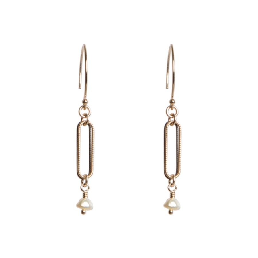 Jewelry Josephs Jewelers Home | Two-Tone "Zoe" Dangle Earrings With Freshwater Pearls White