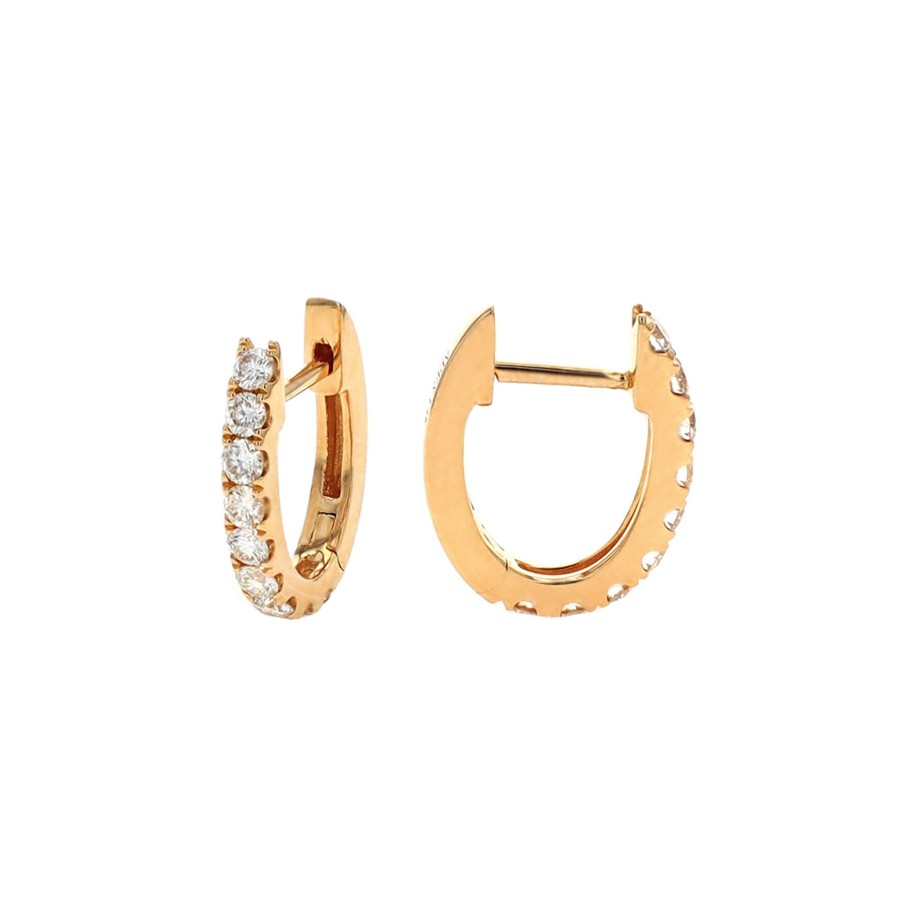 Jewelry Josephs Jewelers Home | 14K Yellow Gold Diamond Oval Hinge Hoop Earrings - Josephs Jewelers