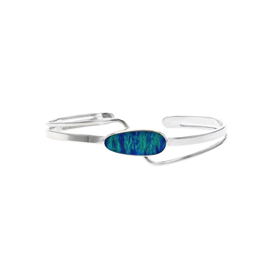 Jewelry Josephs Jewelers Home | Sterling Silver Freeform Created Opal Cuff Bracelet - Josephs Jewelers Blue