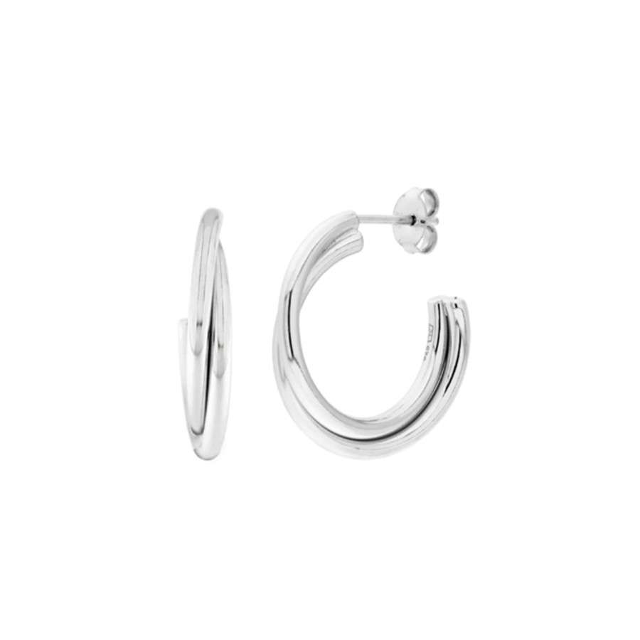 Jewelry Josephs Jewelers Home | Sterling Silver Dew Twist 22 Mm Hoop Earrings - Josephs Jewelers