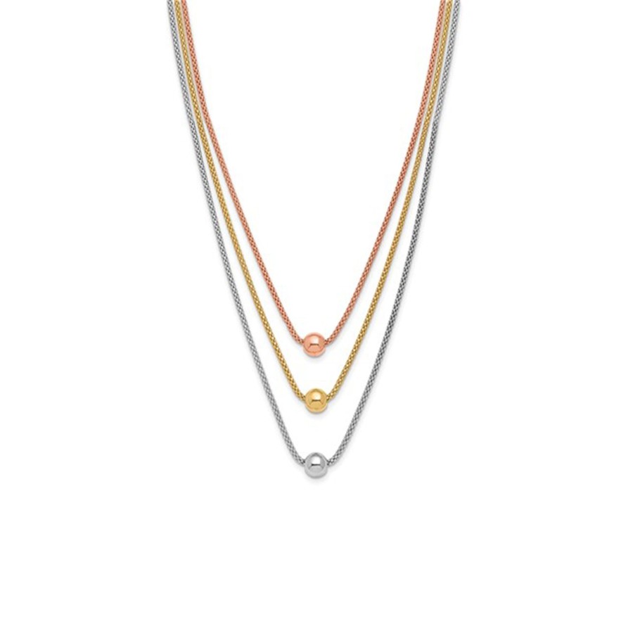 Jewelry Josephs Jewelers Home | Tri-Tone Bead Station Necklace