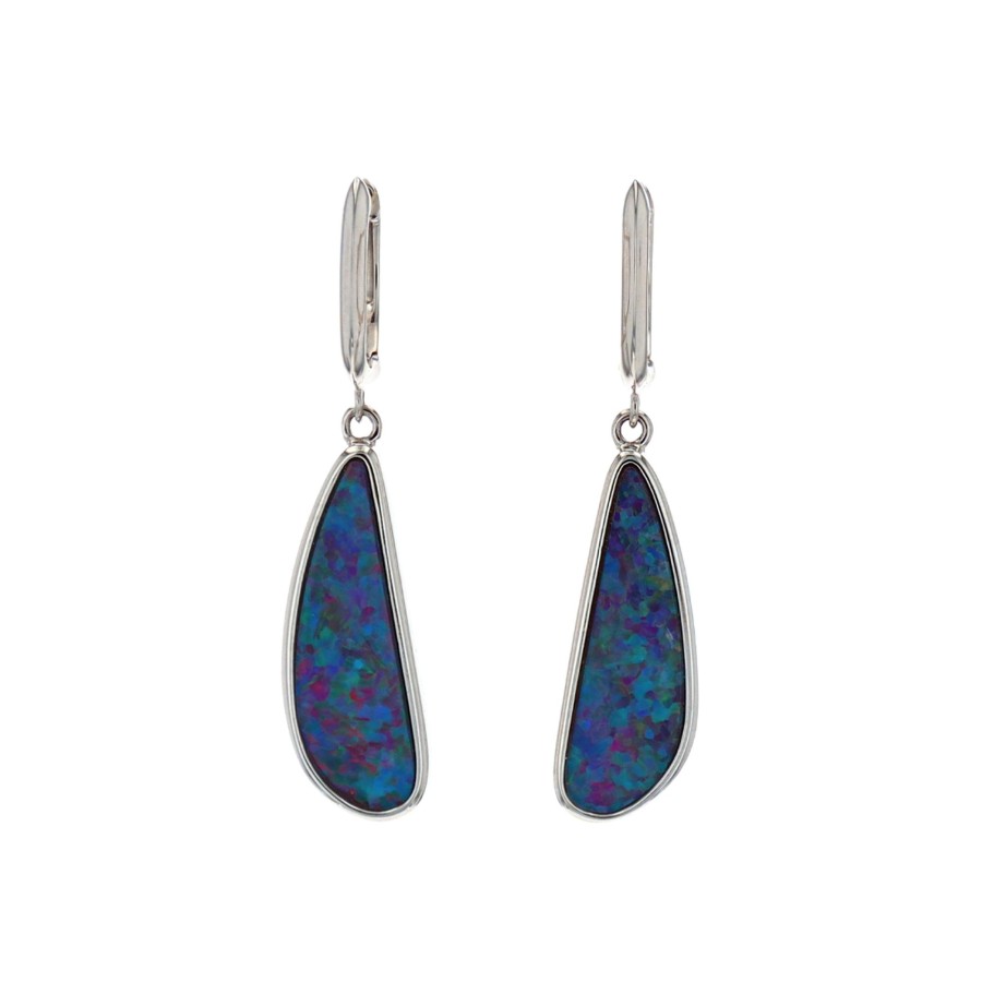 Jewelry Josephs Jewelers Home | 14K White Gold Opal Doublet Dangle Earrings - Josephs Jewelers Multi