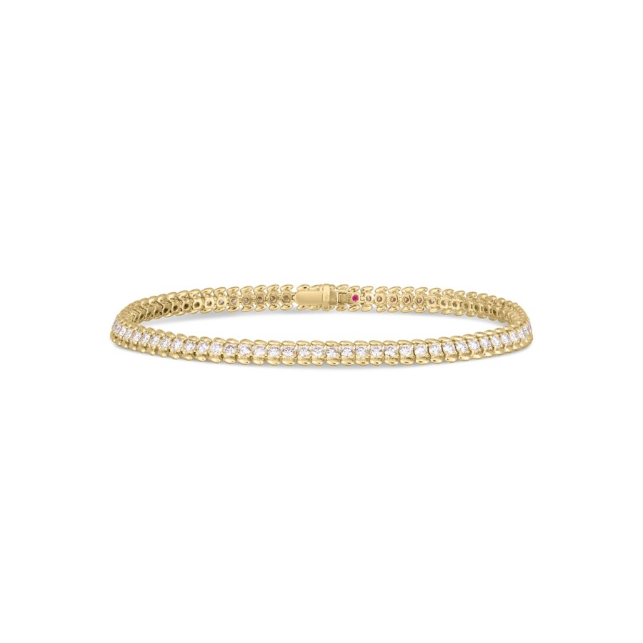 Jewelry Josephs Jewelers Home | 18K Yellow Gold Classic Diamond Ribbed Tennis Bracelet - Josephs Jewelers