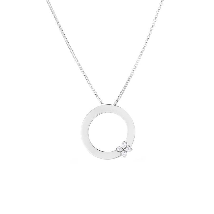 Jewelry Josephs Jewelers Home | 18K Gold Love In Verona Diamond Circle Pendant With Chain - Josephs Jewelers White