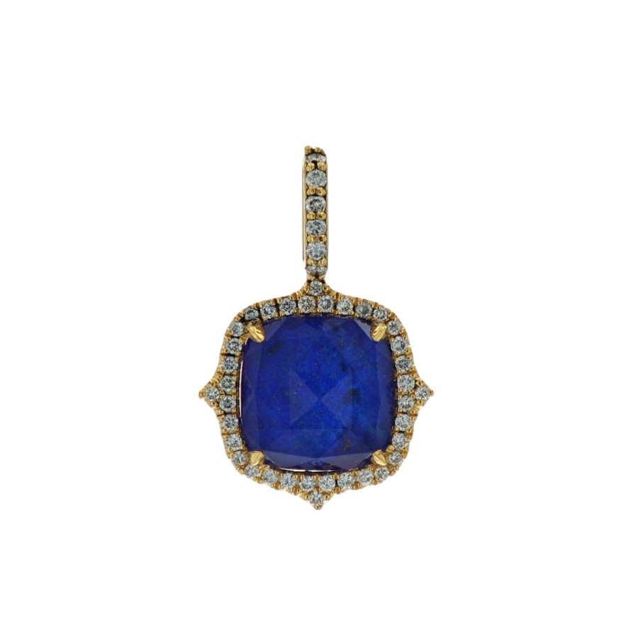 Jewelry Josephs Jewelers Home | 18K Yellow Gold Lapis, Quartz Doublet, And Diamond Pendant Blue