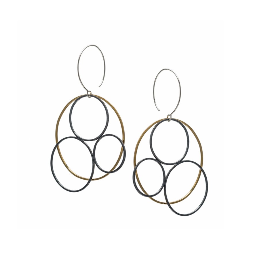 Jewelry Josephs Jewelers Home | Oxidized Sterling Silver And Gold Plated Multi Circle Earrings