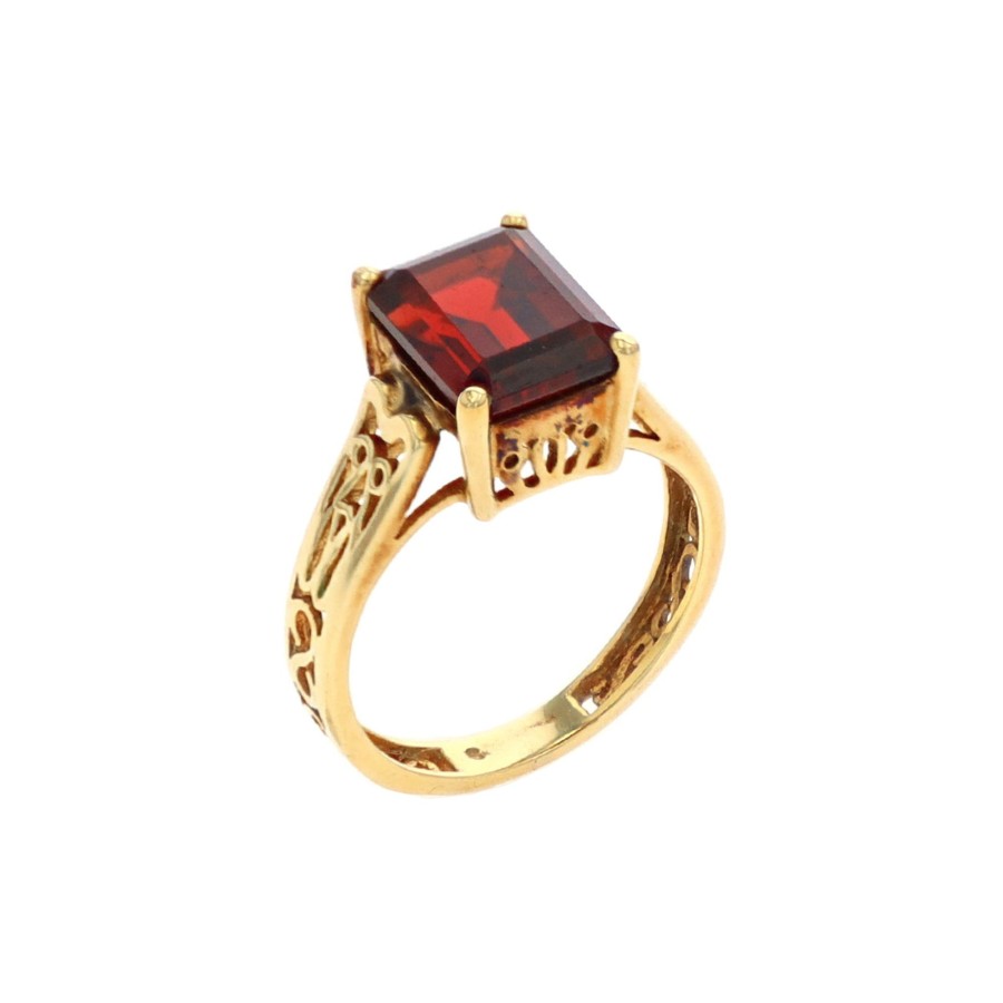 Jewelry Josephs Jewelers Home | Estate 14K Yellow Gold Garnet Ring Red