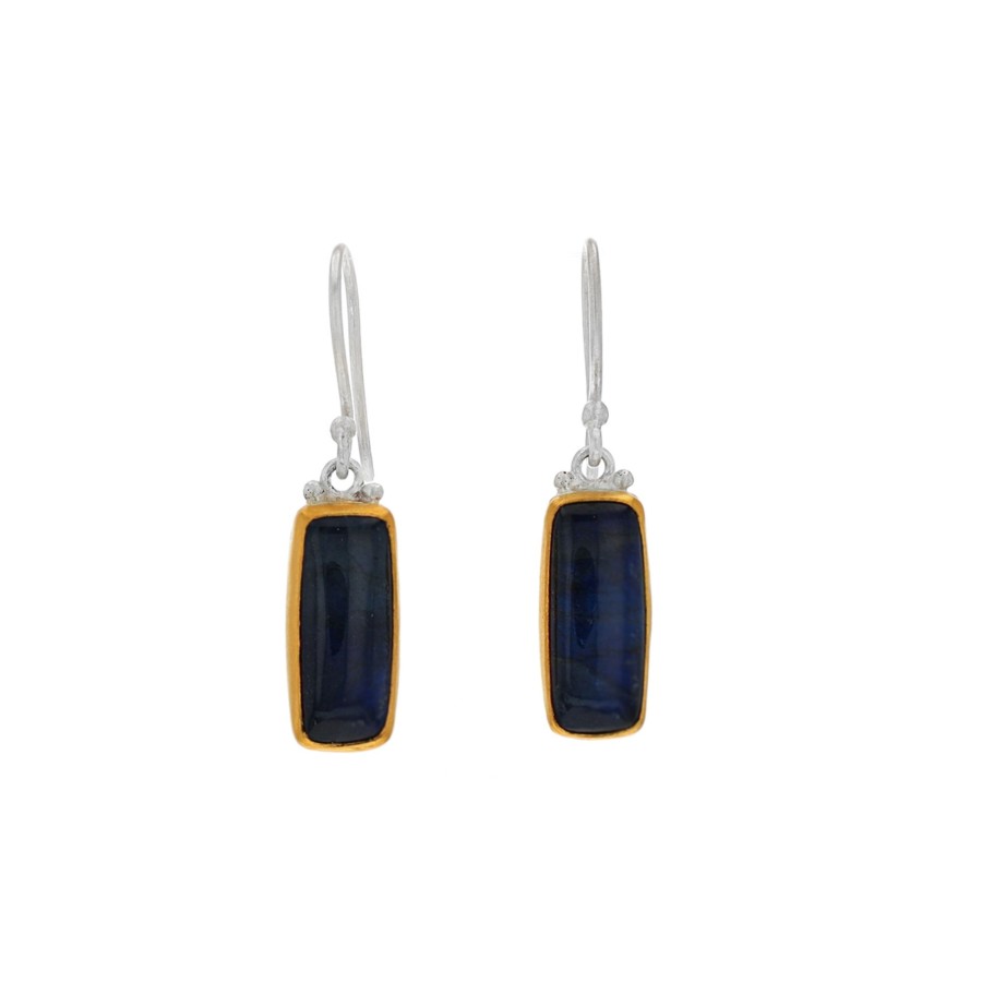 Jewelry Josephs Jewelers Home | Sterling Silver And 24K Yellow Labradorite Earrings Blue