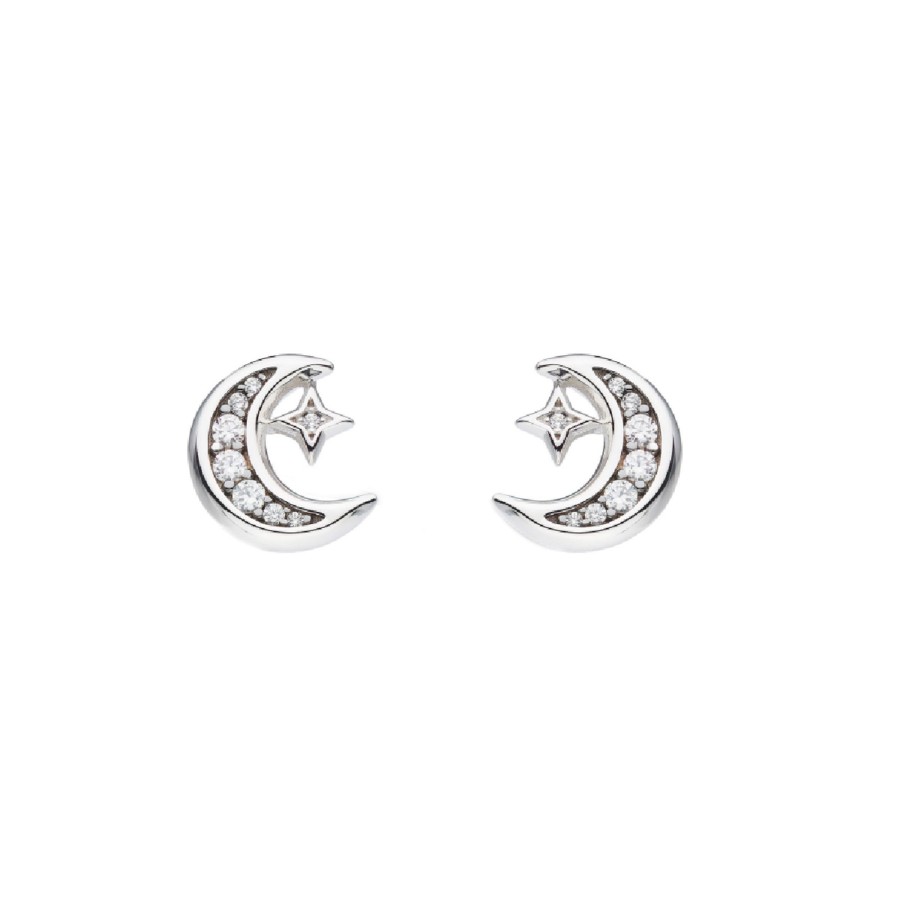 Jewelry Josephs Jewelers Home | Sterling Silver Moon And Star Stud Earrings White