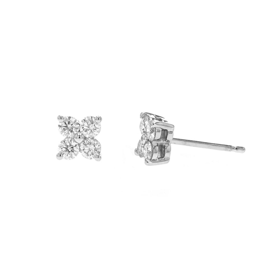 Jewelry Josephs Jewelers Home | 14K Gold 4-Diamond Stud Earrings White