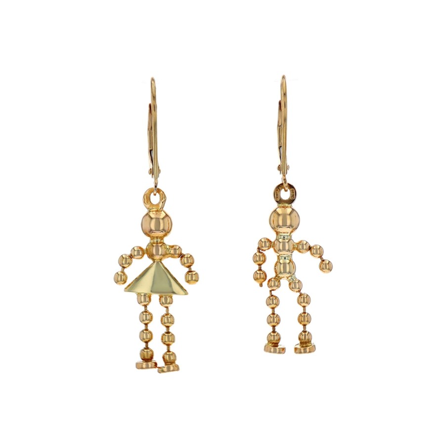 Jewelry Josephs Jewelers Home | Estate 14K Yellow Gold Beaded Boy And Girl Dangle Earrings