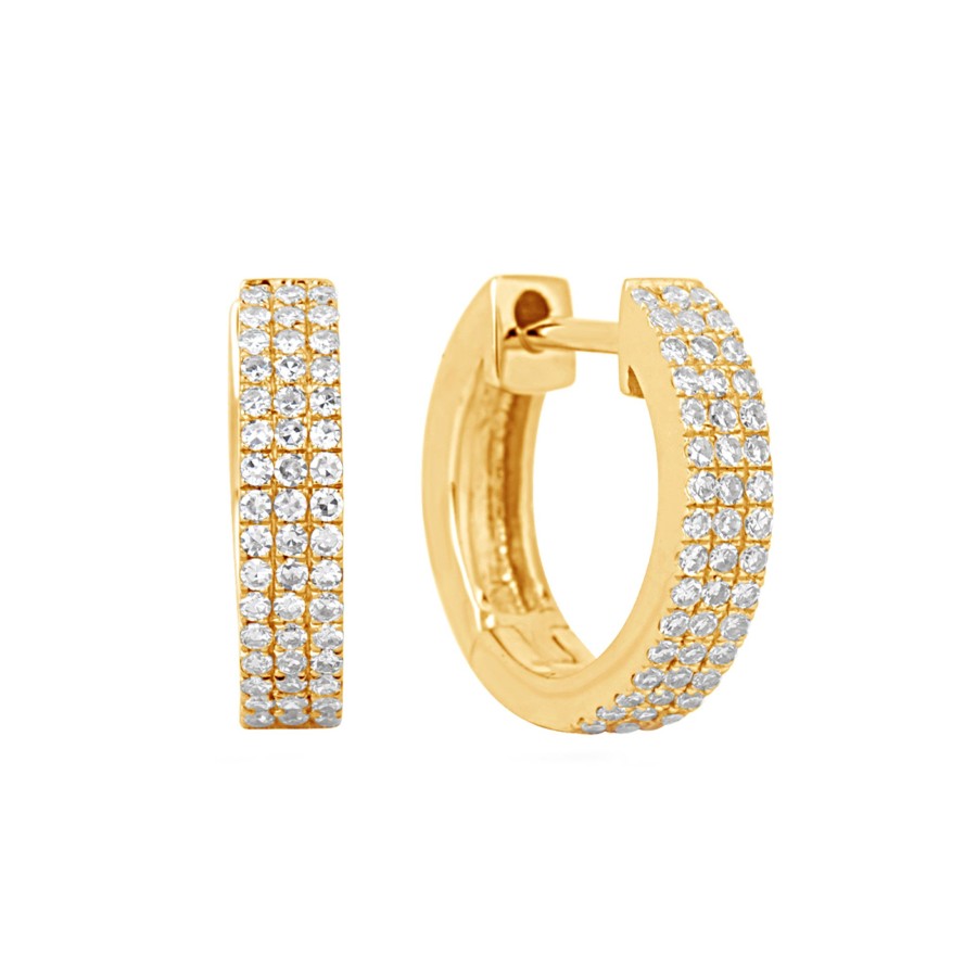 Jewelry Josephs Jewelers Home | 14K Yellow Gold 0.27 Carats Diamond Huggy Hoop Earrings White