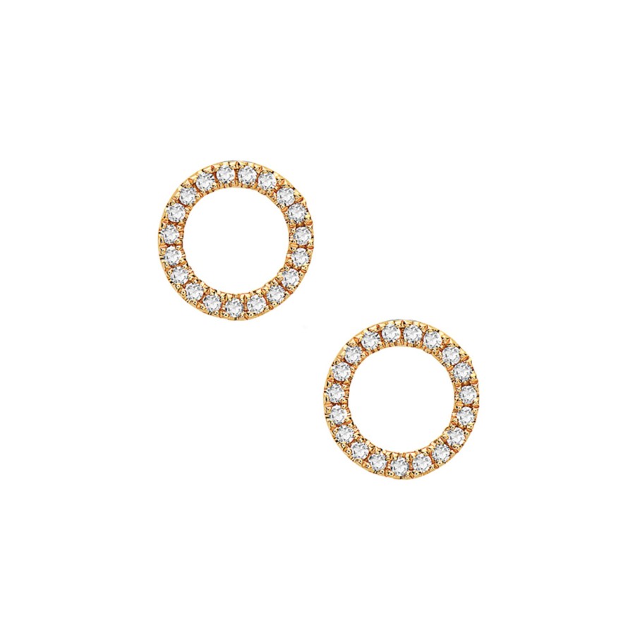 Jewelry Josephs Jewelers Home | 14K Yellow Gold Open Diamond Circle Earrings White