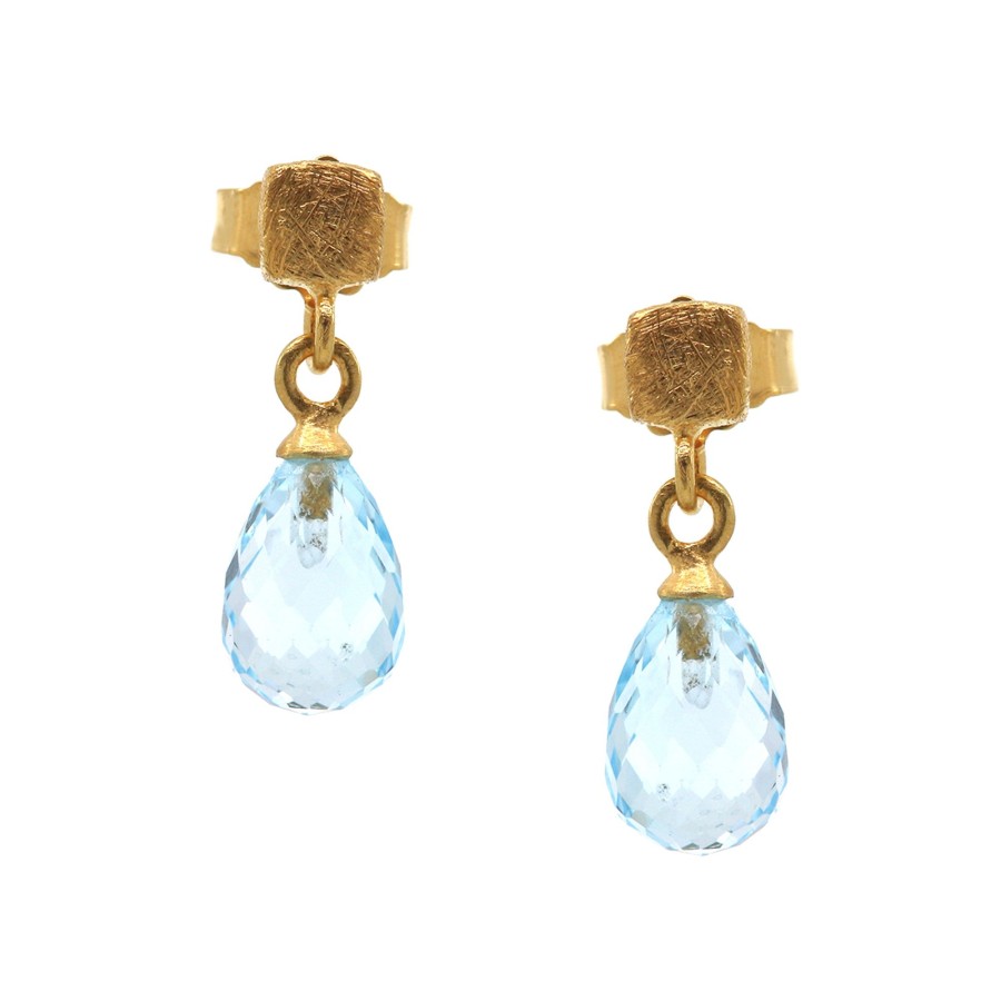 Jewelry Josephs Jewelers Home | Gold Plated Sterling Silver Sky Topaz Earrings Blue