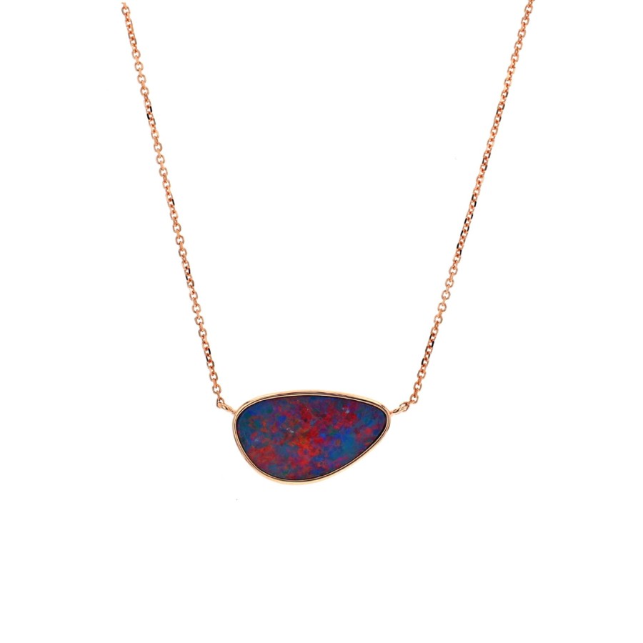 Jewelry Josephs Jewelers Home | 14K Rose Gold Opal Doublet Necklace - Josephs Jewelers Multi