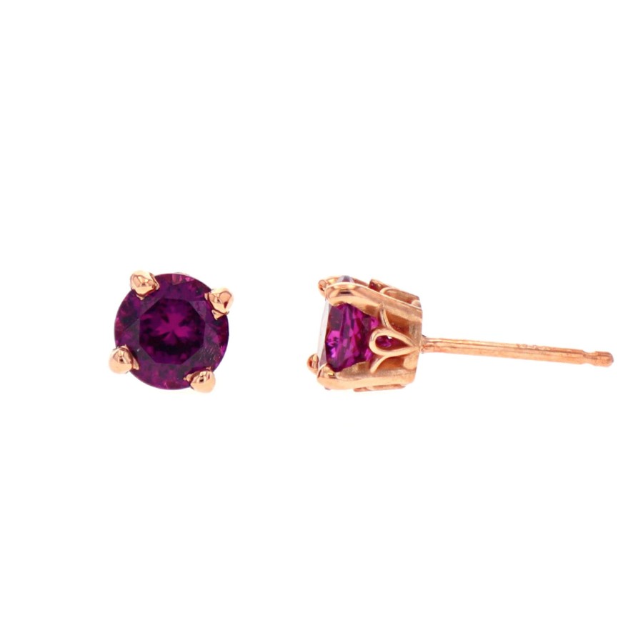 Jewelry Josephs Jewelers Home | 14K Rose Gold Garnet Stud Earrings Purple