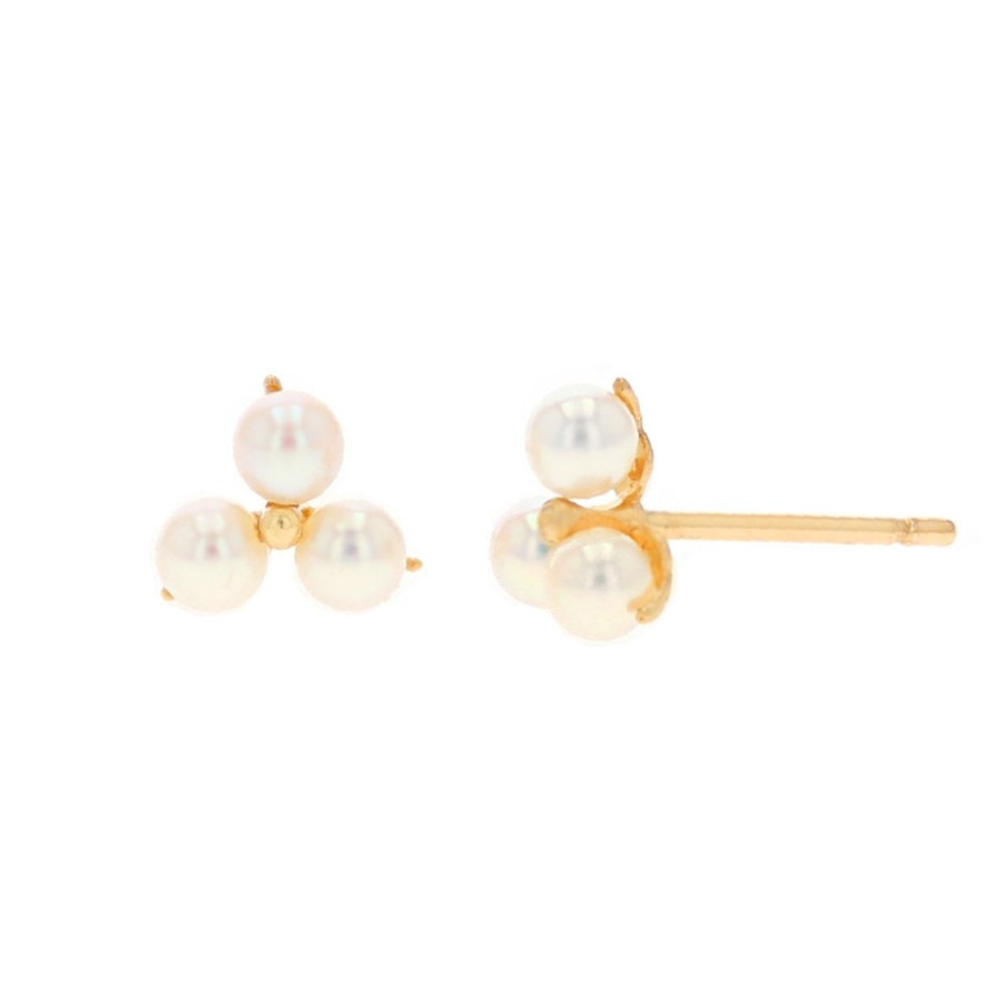 Jewelry Josephs Jewelers Home | 14K Yellow Gold Freshwater Pearl Cluster Earrings - Josephs Jewelers White